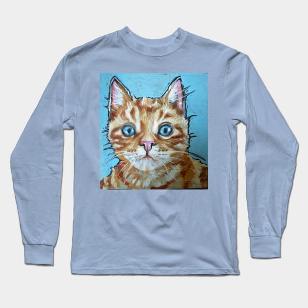 Woody the cat Long Sleeve T-Shirt by kathyarchbold